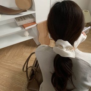 Korean version of simple luxury fluffy large intestine scrunchie pleats wrinkled head collar hair ornament ponytail hair cord hair ornament women