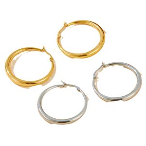 Minimalist oval hoop French lazy retro high-end European and American niche 18 gold-plated earrings earrings earrings