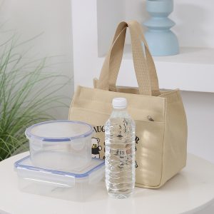 High-value canvas handbag, Bao Ma goes out, simple and small, three-dimensional handbag, commuting, thickened lunch bag for work