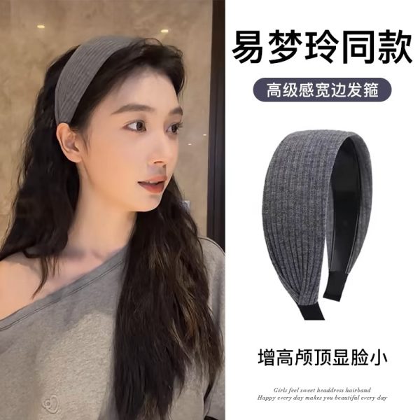 Yi Mengling has the same French knit gray widened headband high skull top fashion headband headband headband hairpin hair accessory