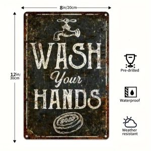 Cross-border hot sale toilet logo decoration home poster retro American tin painting washing room decoration painting