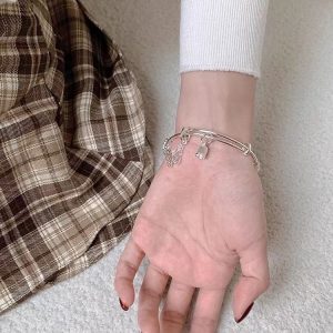 Flowers, solid sliding bracelets, female stamens, butterflies, niche temperament, high-end adjustable bracelets, versatile