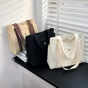 Bag Bag Women's Canvas Large Capacity Shoulder Bag Student Versatile Handbag Commuter Bag for Work Commuter Bag for Going Out Simple Mommy Bag
