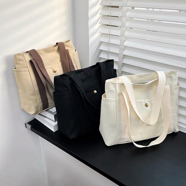 Bag Bag Women's Canvas Large Capacity Shoulder Bag Student Versatile Handbag Commuter Bag for Work Commuter Bag for Going Out Simple Mommy Bag - Image 2
