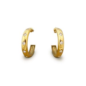 French circle diamond large earrings, women's European and American high-end earrings, niche design, sensory designer, personalized gold earrings