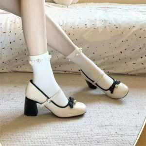 French temperament Mary Jane shoe girl 2025 spring new celebrity small fragrance style thick heel single strap single shoe high heel