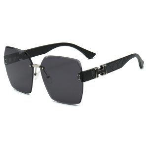 Douyin popular sunglassesINS women's high-end rimless sunglasses, fashionable outdoor anti-UV driving sunshade