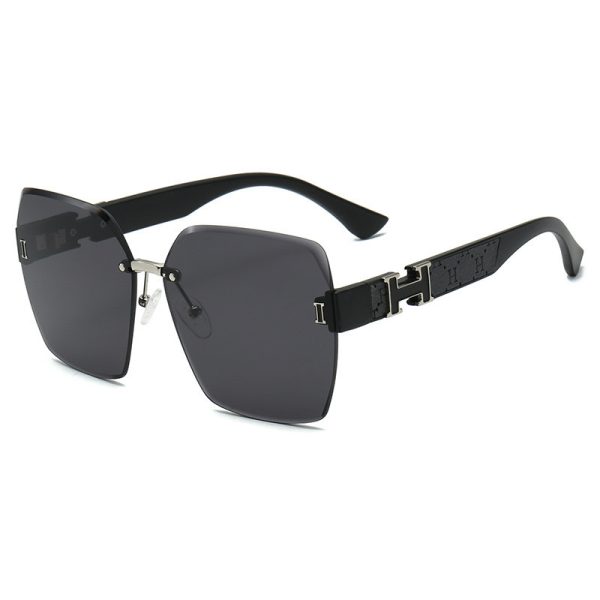 Douyin popular sunglassesINS women's high-end rimless sunglasses, fashionable outdoor anti-UV driving sunshade - Image 5