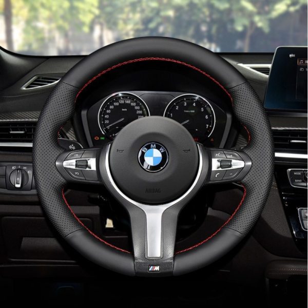 BMW X3 facelift leather hand stitch for 5 Series 525 530Li X5 steering wheel cover Alcantara suede - Image 2