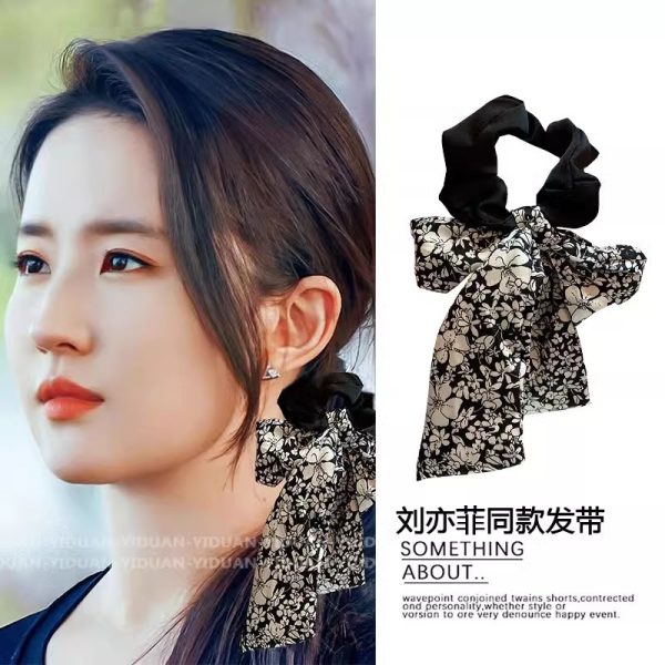 Simple temperament bow head rope girls 2025 new high-end sense hair tie streamer hair rope ponytail headband