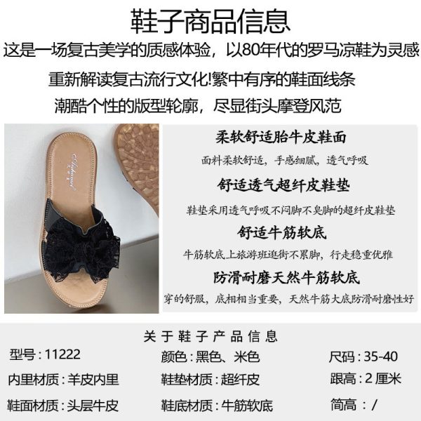 Cowhide version ~ bow sandals Women wear the new cow tendon sole flip-flops seaside beach shoes for the summer of 2025 - Image 3