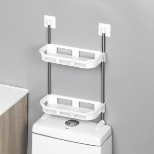 Bathroom toilet multi-layer storage rack, bathroom punching-free storage rack, kitchen wall hanging cleaning utensil storage shelf