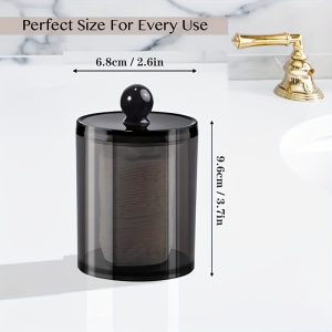 3pcs Cotton Swab Dispenser Medicine Jar Plastic Storage Box Bathroom Jar Set Organizer Transparent Black