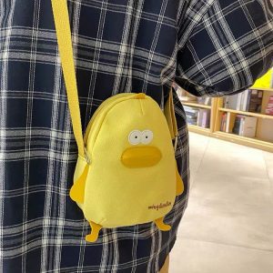 Summer cute crossbody bag small fresh mini student soft girl cartoon chick bag Japanese sail splicing small square bag