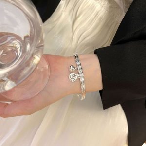 Fu brand bell bracelet double ring female niche bracelet ins color niche design high-end sense temperament simple