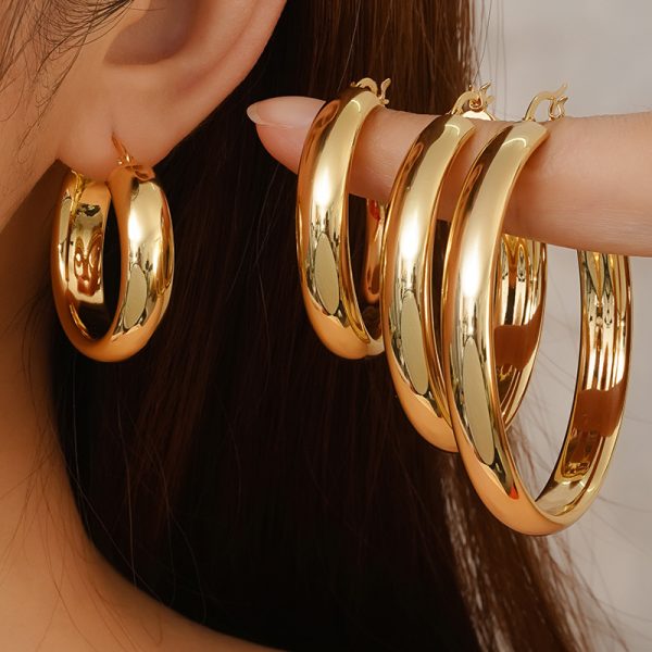 European and American cross-border fashion hollow curved geometric earrings female niche high-end French 18K gold-plated earrings wholesale