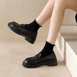 Thick-soled college British style women's 2024 new summer slip-on Mary Jane loafers