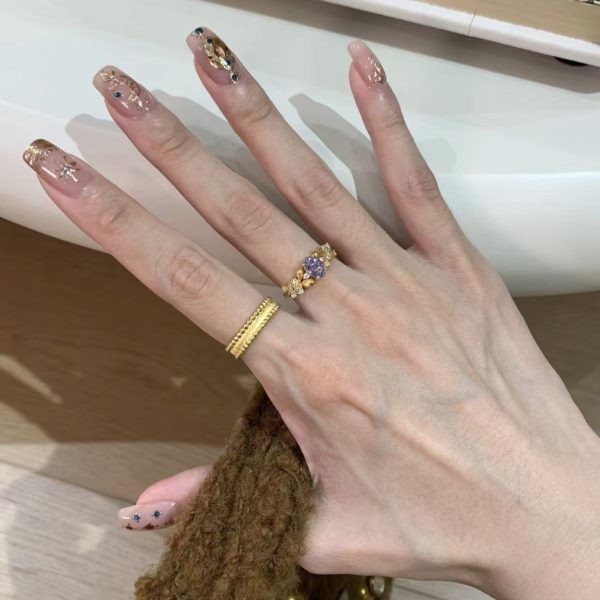 Two-piece set! Super Luxury Bauhinia Ring Women's Pre-owned Index Finger Ring Premium Ring Women's New Style