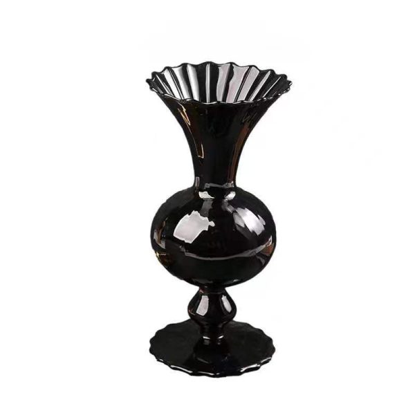 Xiaohongshu explosive simple medieval black glass vase vase living room dining table high-end decorative ornaments - Image 5