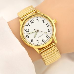 Elderly watches wholesale alloy elastic band couple pair watch large number retro casual men's and women's watches wholesale luminous