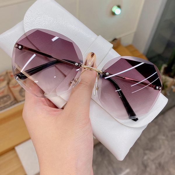TY3001 anti-ultraviolet sunglasses fashion rimless cut edge sunglasses korean women retro outdoor cover glasses