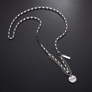 Inspirational necklace men's trendy titanium steel trendy brand men's light luxury ins niche design sense simple pendant men's high-end sense