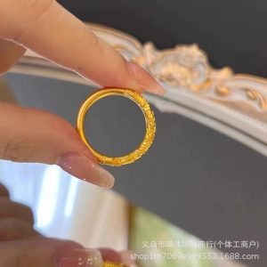 Ancient Bauhinia Flower Curly Grass Pattern Bracelet Women's Vietnamese Sha Jin Court Style Solid Bracelet Long-lasting Hand Jewelry