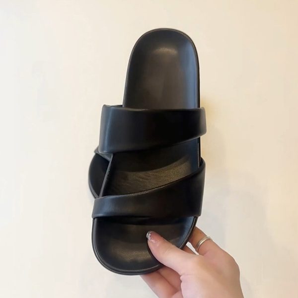 Sheepskin version ~ Korean version of round toe thick-soled sandals for women to wear 2025 summer open-toed beach casual slippers - Image 4
