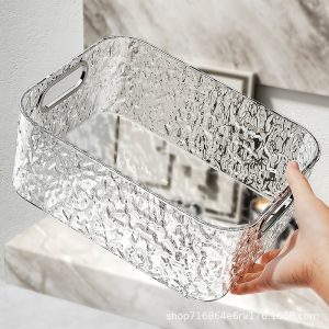 Light luxury desktop storage box, bathroom, bathroom, kitchen, cosmetics, lipstick, sundries organizer, glacier pattern storage basket