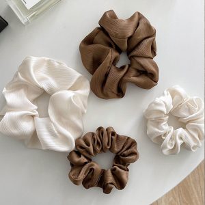 Korean version of simple luxury fluffy large intestine scrunchie pleats wrinkled head collar hair ornament ponytail hair cord hair ornament women