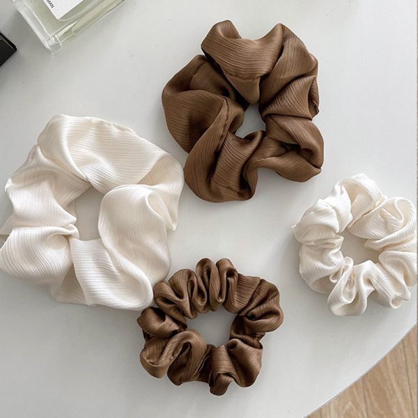 Korean version of simple luxury fluffy large intestine scrunchie pleats wrinkled head collar hair ornament ponytail hair cord hair ornament women
