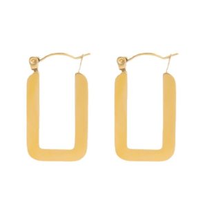 French Light Luxury Geometric Shape Stainless Steel Earrings Women's Personality Simple Sense of Luxury 14K Gold Plated Titanium Steel Earrings