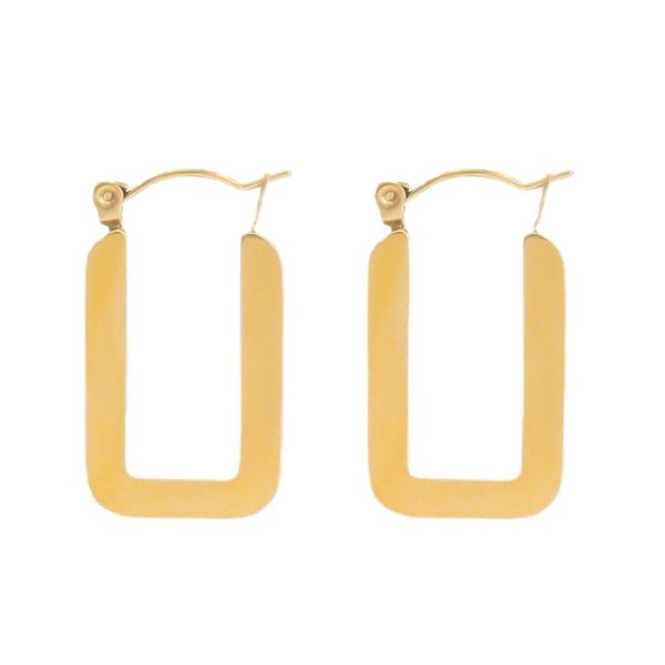 French Light Luxury Geometric Shape Stainless Steel Earrings Women's Personality Simple Sense of Luxury 14K Gold Plated Titanium Steel Earrings - Image 5