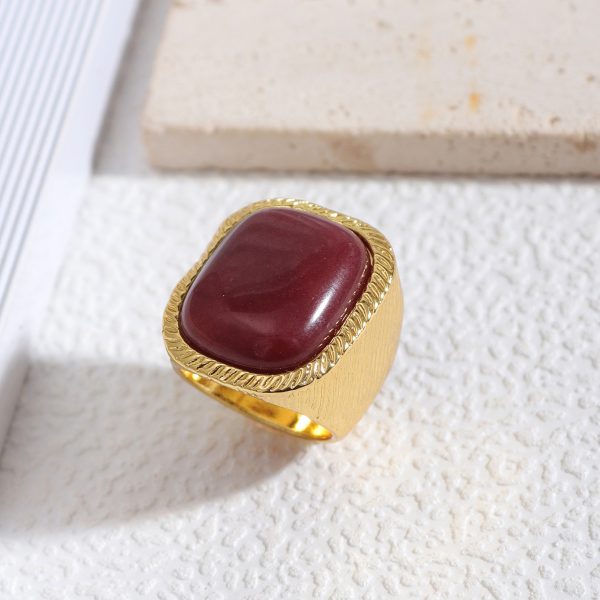 Original design European and American style jewelry square stone inlaid gold fashion personality trend ring for women - Image 2