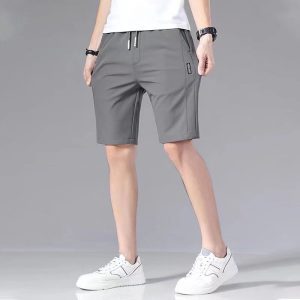Summer thin cropped pants, men's casual and versatile shorts, ice silk loose trend medium pants, 5 breeches pants