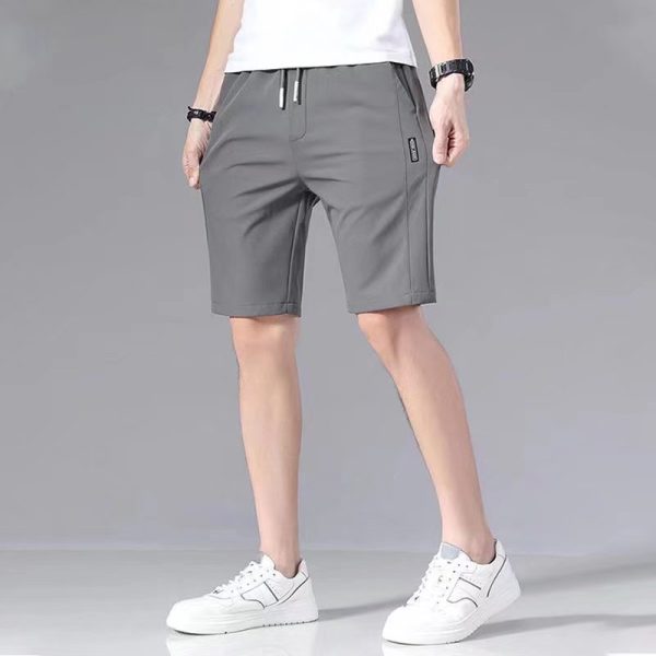 Summer thin cropped pants, men's casual and versatile shorts, ice silk loose trend medium pants, 5 breeches pants - Image 4