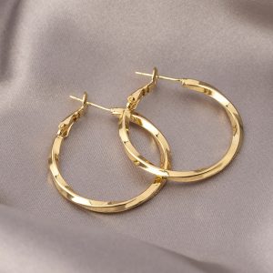 Mobius Earrings Circle 2025 New Plain Circle Earrings Women's Light Luxury High-end Temperament Earrings Nordic Retro