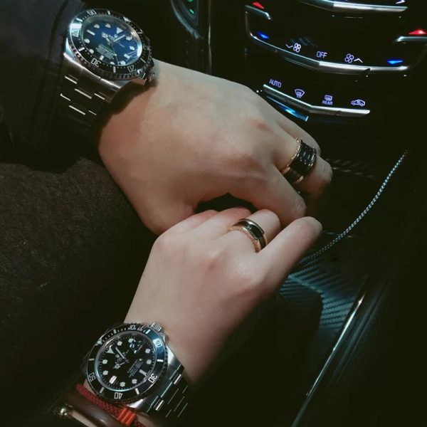 High Quality Red Man Charity Ring Men's and Women's Black and White Ceramic Ring Rose Gold Spring Ring Couple Ring - Image 3