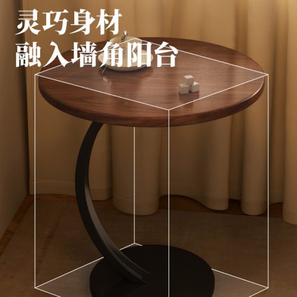Walnut side table, small table, coffee table, sofa, sideboard, Internet celebrity mini small round table, living room, corner table, rental house bed - Image 4