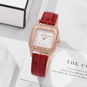 Douyin Internet celebrity square quartz women's watch women's fashion elegant diamond belt quartz watch student watch women