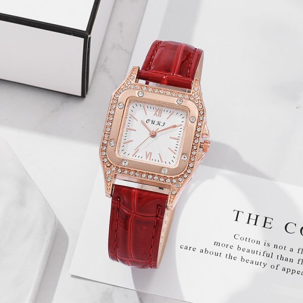 Douyin Internet celebrity square quartz women's watch women's fashion elegant diamond belt quartz watch student watch women - Image 3