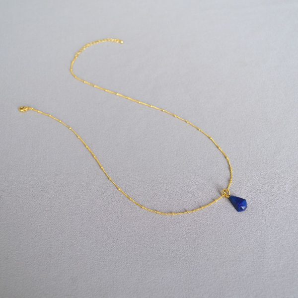 French niche, simple, light luxury, high-quality, three-dimensional geometric lapis lazuli, green agate pendant, brass gold-plated necklace women - Image 2