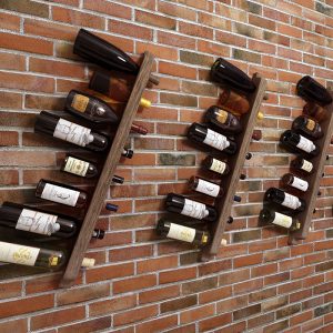 Wall-mounted wine cabinet wall-mounted wine rack modern simple solid wood home bar log wall wall red wine high leg