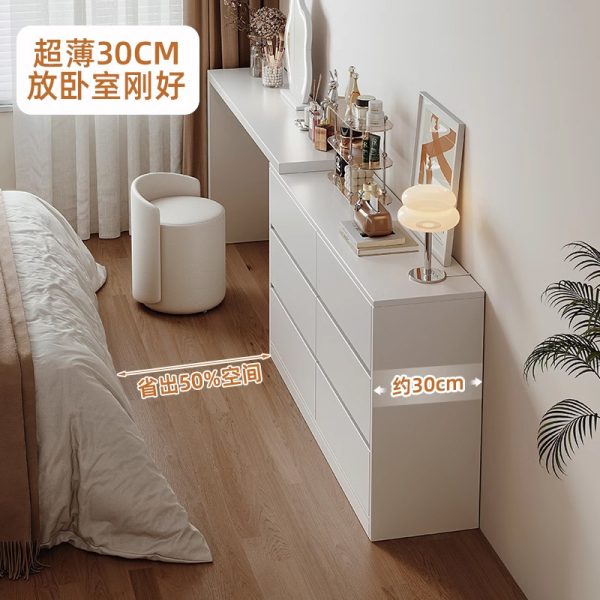 超薄极窄梳妆台斗柜一体30cm现代卧室简约化妆桌床尾置物收纳边柜 - Image 23