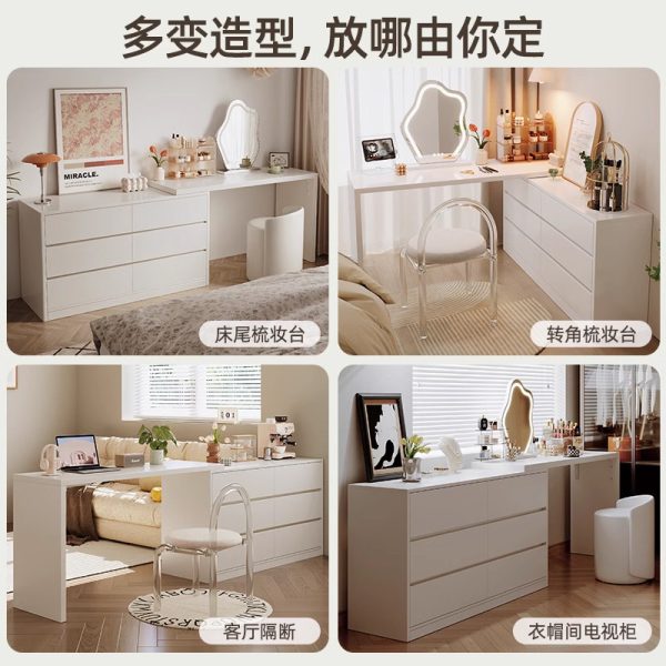 超薄极窄梳妆台斗柜一体30cm现代卧室简约化妆桌床尾置物收纳边柜 - Image 14